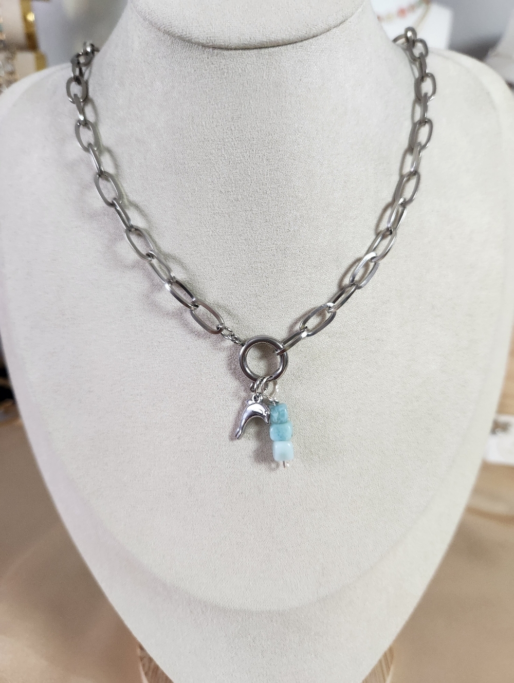 Stainless Steel Ocean Charm Necklace